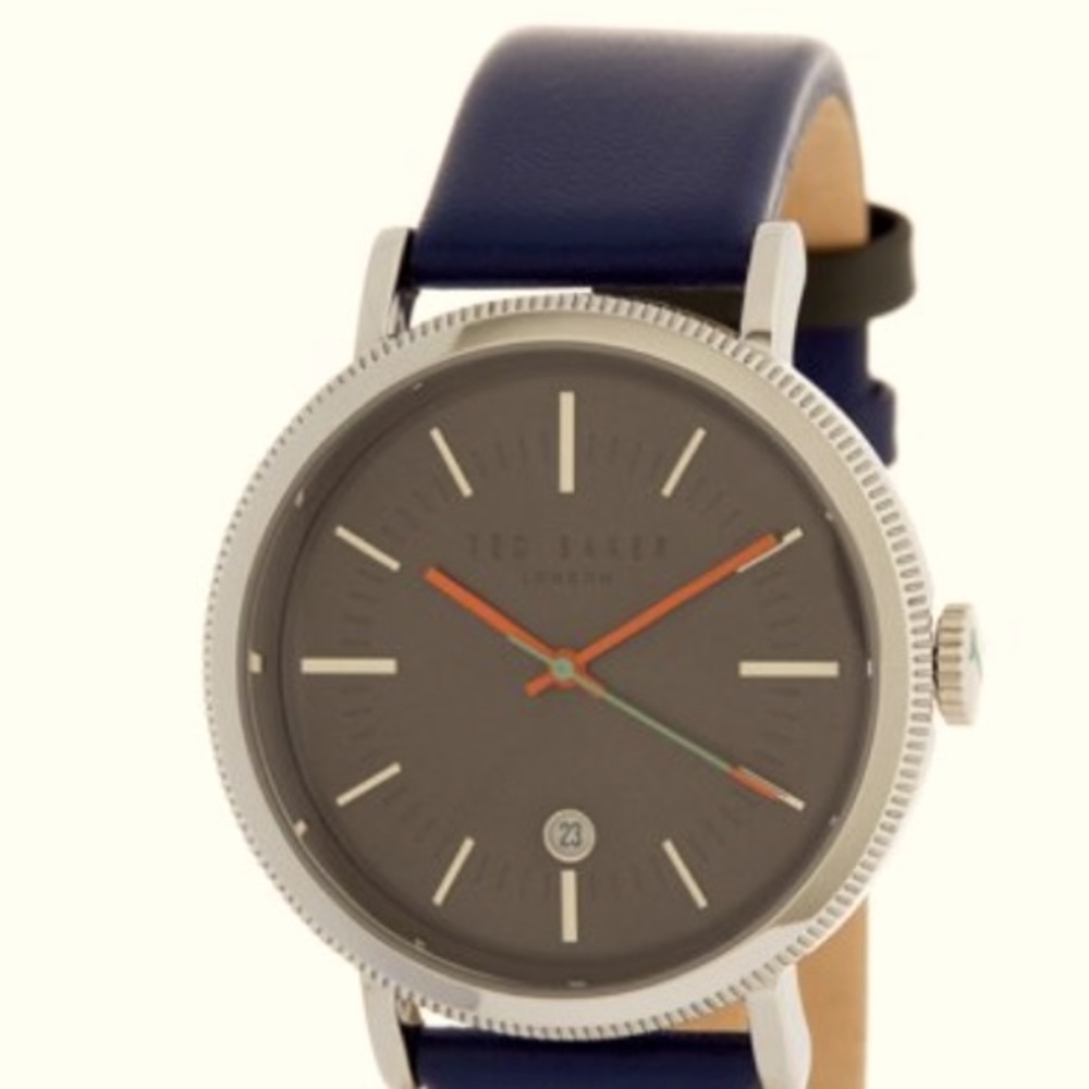 TED BAKER London GreyDIAL Blue Leather Strap Watch